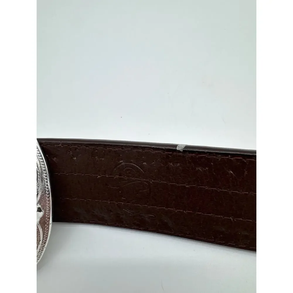 Western brown leather‎ pink rhinestone with silver buckle Sz36